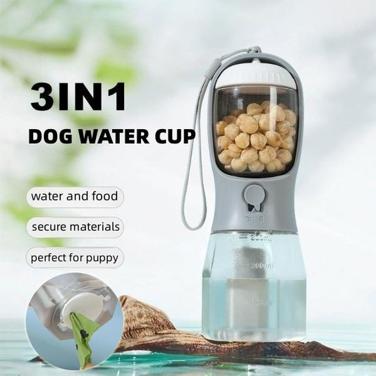 3-in-1 Portable Dog Water Bottle – Food & Water Dispenser